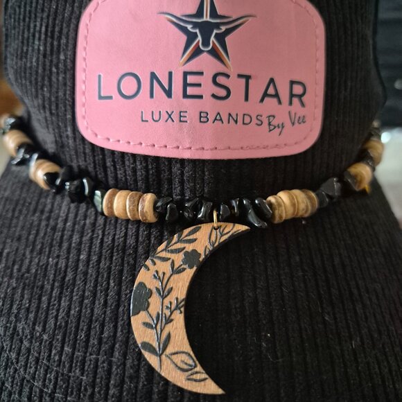 Crescent Moon Hat Band – Boho Western Beaded Accessory - Picture 4 of 4